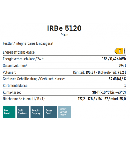 LIEBHERR利勃海尔 IRBe 5120 生物养鲜 嵌入式单门冰箱